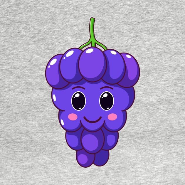 Cute Kawaii Grape, Cartoon Ripe Berries by DmitryMayer